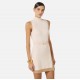 Rochie ELISABETTA FRANCHI,  knit fabric with shiny viscose bands, Beige - AM02S61E2U69
