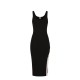 Rochie ELISABETTA FRANCHI, Dress in knit fabric with shiny viscose bands, Negru - AM03S61E2685