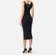 Rochie ELISABETTA FRANCHI, Dress in knit fabric with shiny viscose bands, Negru - AM03S61E2685