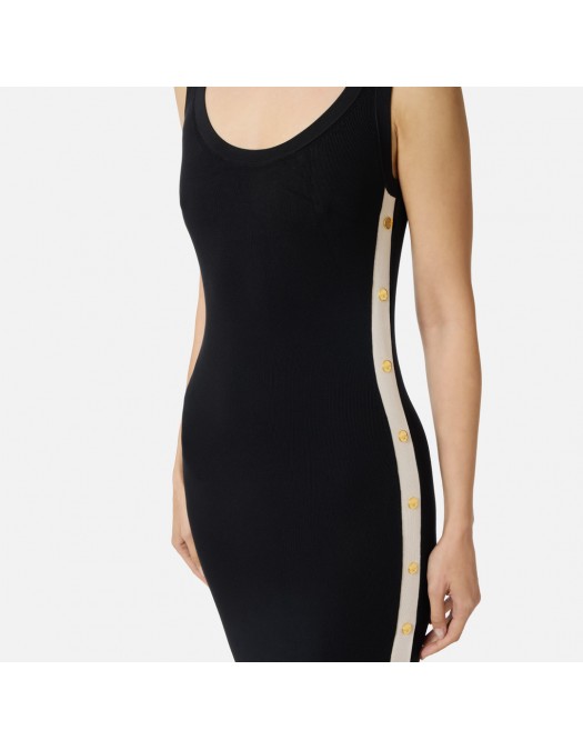 Rochie ELISABETTA FRANCHI, Dress in knit fabric with shiny viscose bands, Negru - AM03S61E2685