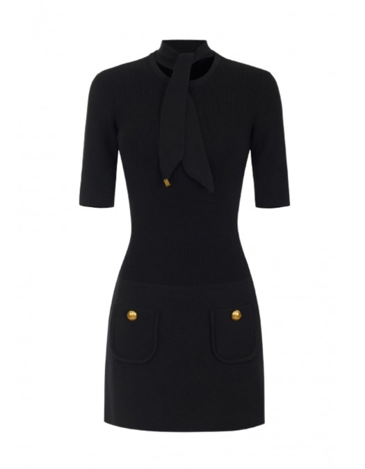 Rochie ELISABETTA FRANCHI, Mini dress in knit fabric with jewel buttons - AM04S66E2110