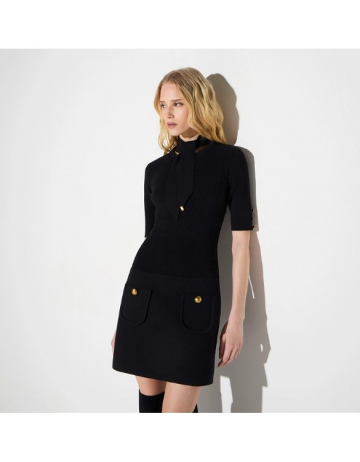 Rochie ELISABETTA FRANCHI, Mini dress in knit fabric with jewel buttons - AM04S66E2110