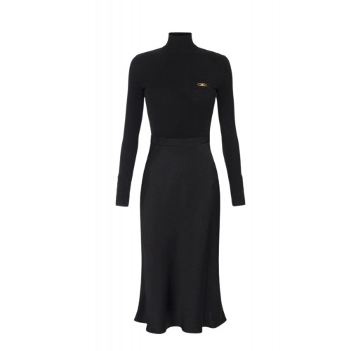 ROCHIE ELISABETTA FRANCHI, Duo, Bumbac si Matase, Negru ROCHIE ELISABETTA FRANCHI, Duo, Bumbac si Matase, Negru