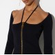 Rochie ELISABETTA FRANCHI, Mini dress in knit fabric with ties, Negru - AM06B66E2110