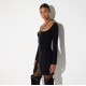 Rochie ELISABETTA FRANCHI, Mini dress in knit fabric with ties, Negru - AM06B66E2110
