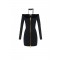 Rochie ELISABETTA FRANCHI, Mini dress in knit fabric with ties, Negru