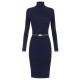 Rochie ELISABETTA FRANCHI,Dress in ribbed knit fabric with belt, Bleumarin - AM07B56E2EA8 Rochie ELISABETTA FRANCHI,Dress in ribbed knit fabric with belt, Bleumarin - AM07B56E2EA8