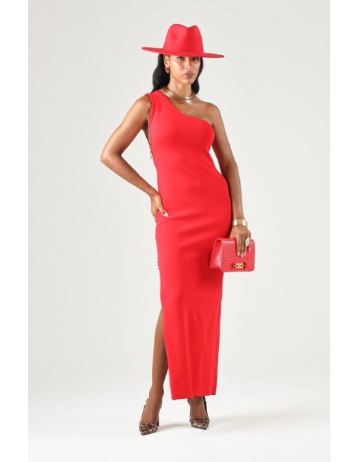 Rochie ELISABETTA FRANCHI, Women's red passion RED CARPET long one-shoulder - AM07B66E2CG5