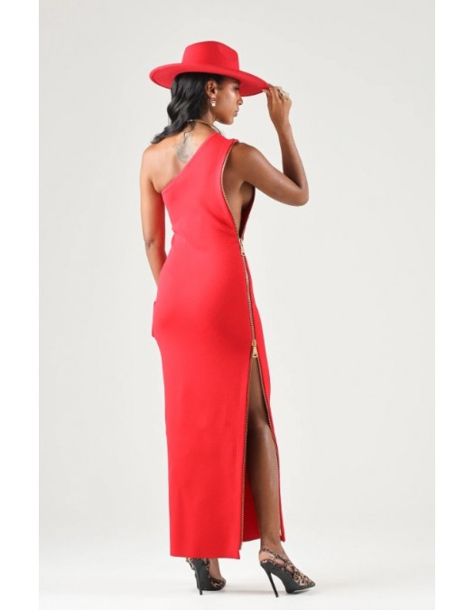 Rochie ELISABETTA FRANCHI, Women's red passion RED CARPET long one-shoulder - AM07B66E2CG5