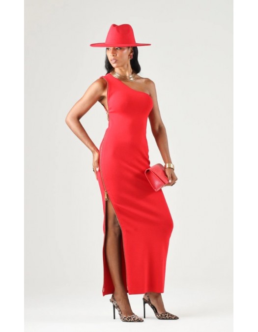 Rochie ELISABETTA FRANCHI, Women's red passion RED CARPET long one-shoulder - AM07B66E2CG5