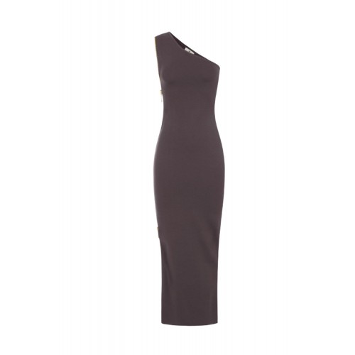 Rochie ELISABETTA FRANCHI, Red Carpet knit dress with zip,Dark Chocolate