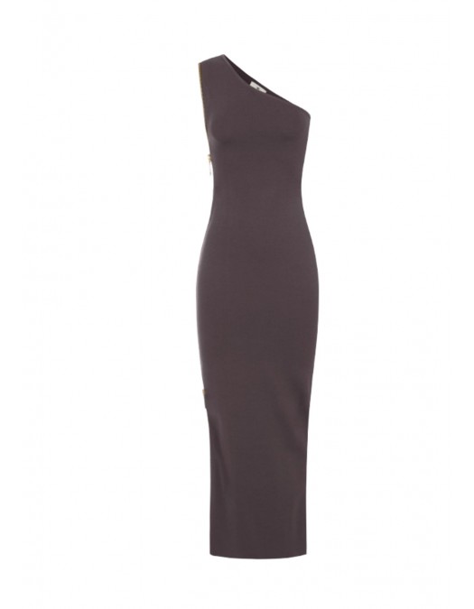 Rochie ELISABETTA FRANCHI, Red Carpet knit dress with zip,Dark Chocolate - AM07B66E2EV9