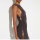 Rochie ELISABETTA FRANCHI, Red Carpet knit dress with zip,Dark Chocolate - AM07B66E2EV9
