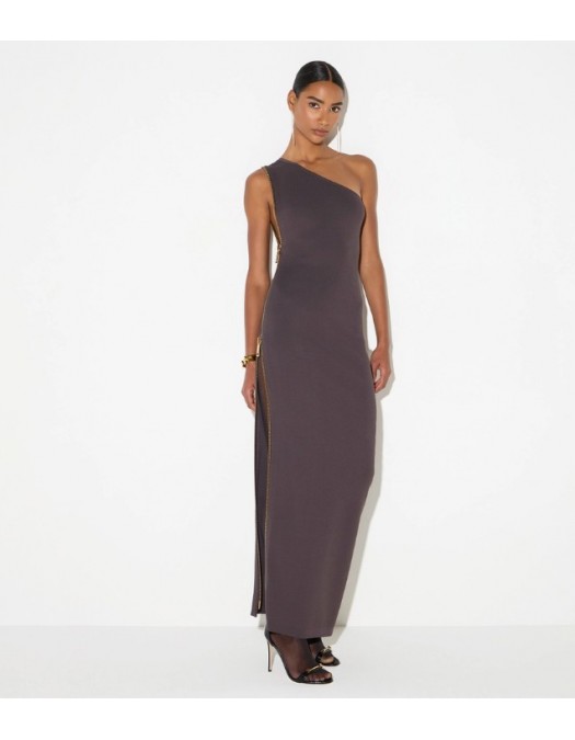 Rochie ELISABETTA FRANCHI, Red Carpet knit dress with zip,Dark Chocolate - AM07B66E2EV9