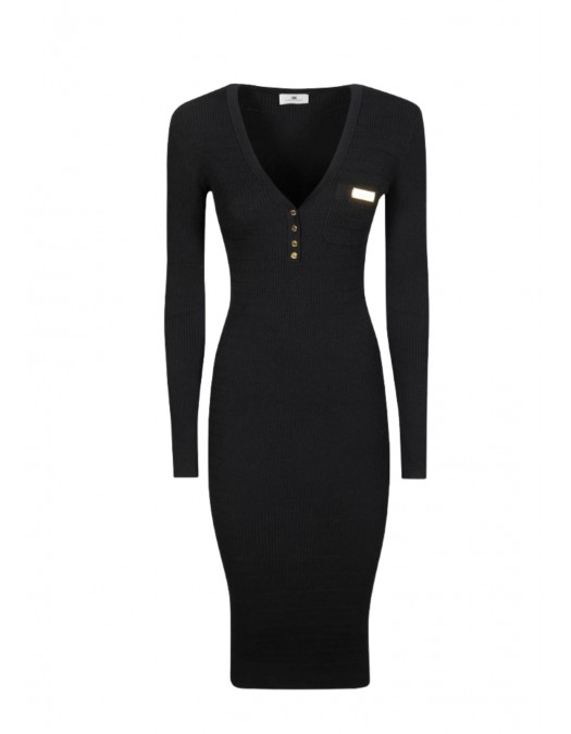 Rochie ELISABETTA FRANCHI, Micro-braided dress in knit fabric, Negru - AM14B61E2110