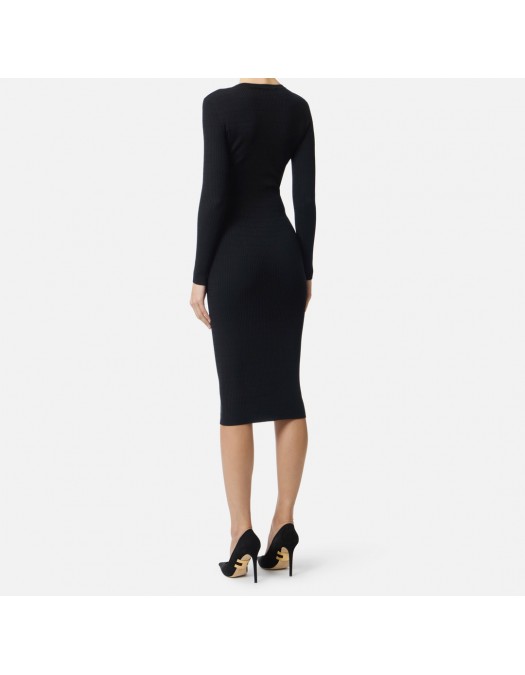Rochie ELISABETTA FRANCHI, Micro-braided dress in knit fabric, Negru - AM14B61E2110