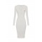 Rochie ELISABETTA FRANCHI, Micro-braided dress in knit fabric, Alb