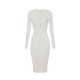 Rochie ELISABETTA FRANCHI, Micro-braided dress in knit fabric, Alb - AM14B61E2360