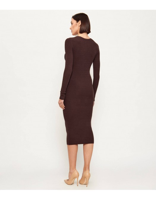 Rochie ELISABETTA FRANCHI, Micro-braided dress in knit fabric, Maro - AM14B61E2644