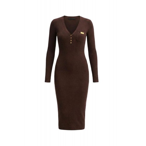 Rochie ELISABETTA FRANCHI, Micro-braided dress in knit fabric, Maro