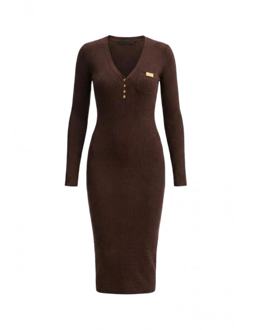 Rochie ELISABETTA FRANCHI, Micro-braided dress in knit fabric, Maro - AM14B61E2644