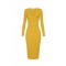 Rochie ELISABETTA FRANCHI, Micro-braided dress in knit fabric, Galben