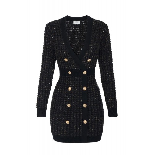 Rochie ELISABETTA FRANCHI, Crosetata, cu insertii, Negru Rochie ELISABETTA FRANCHI, Crosetata, cu insertii, Negru