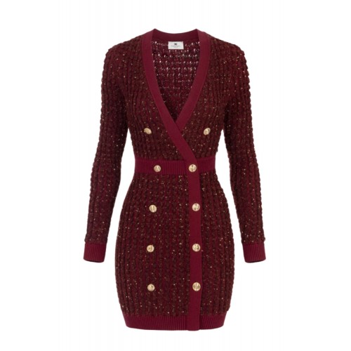 Rochie ELISABETTA FRANCHI, Crosetata, cu insertii, Visiniu Rochie ELISABETTA FRANCHI, Crosetata, cu insertii, Visiniu