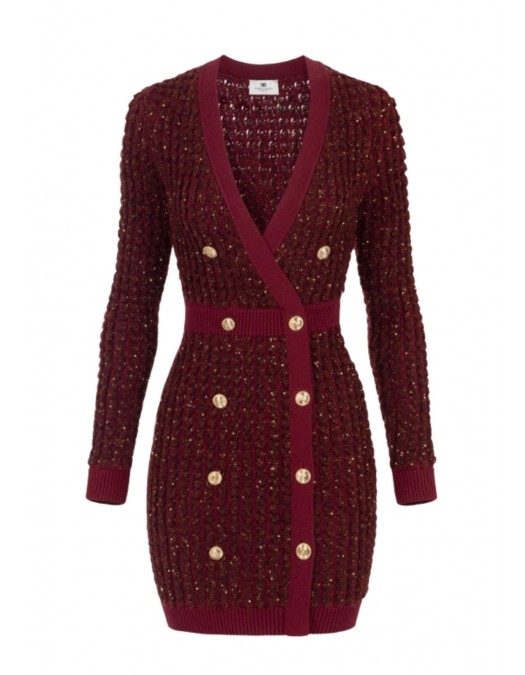 Rochie ELISABETTA FRANCHI, Crosetata, cu insertii, Visiniu - AM15Q56E2CG3 Rochie ELISABETTA FRANCHI, Crosetata, cu insertii, Visiniu - AM15Q56E2CG3
