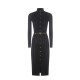 Rochie ELISABETTA FRANCHI, openwork knit fabric with jewel belt, Negru - AM15S61E2110