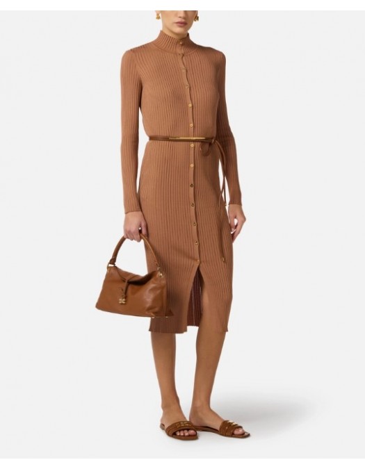 Rochie ELISABETTA FRANCHI, Dress in openwork knit fabric with jewel belt - AM15S61E2600