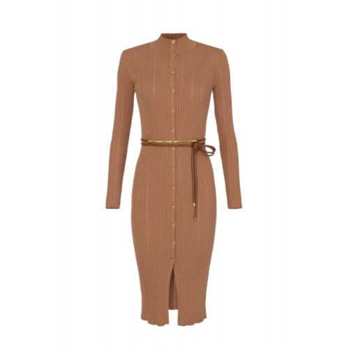 Rochie ELISABETTA FRANCHI, Dress in openwork knit fabric with jewel belt