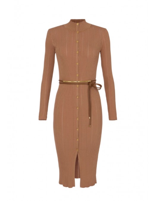 Rochie ELISABETTA FRANCHI, Dress in openwork knit fabric with jewel belt - AM15S61E2600