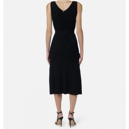 Rochie ELISABETTA FRANCHI, Dress in openwork knit fabric with jewel detail