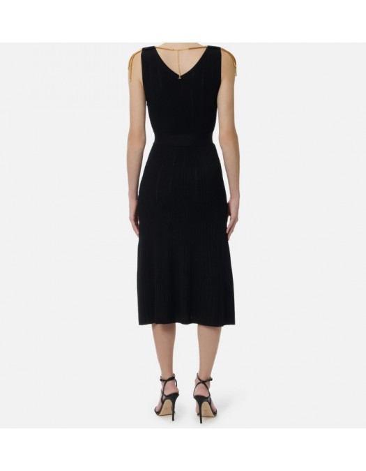 Rochie ELISABETTA FRANCHI, Dress in openwork knit fabric with jewel detail - AM18S61E2110