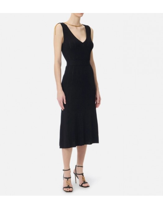 Rochie ELISABETTA FRANCHI, Dress in openwork knit fabric with jewel detail - AM18S61E2110