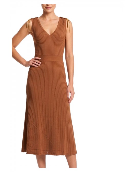 Rochie ELISABETTA FRANCHI, Dress in openwork knit fabric with jewel detail, Maro - AM18S61E2600