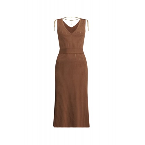 Rochie ELISABETTA FRANCHI, Dress in openwork knit fabric with jewel detail, Maro
