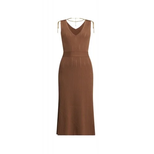 Rochie ELISABETTA FRANCHI, Dress in openwork knit fabric with jewel detail, Maro