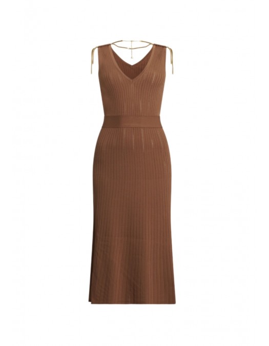 Rochie ELISABETTA FRANCHI, Dress in openwork knit fabric with jewel detail, Maro - AM18S61E2600