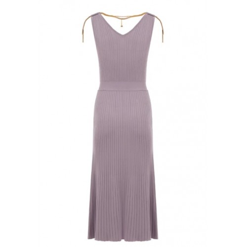 Rochie ELISABETTA FRANCHI, Dress in openwork knit fabric with jewel detail, Lila