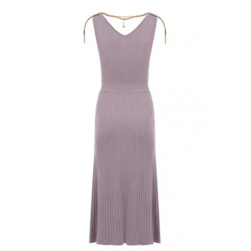 Rochie ELISABETTA FRANCHI, Dress in openwork knit fabric with jewel detail, Lila