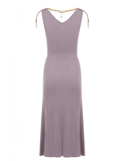 Rochie ELISABETTA FRANCHI, Dress in openwork knit fabric with jewel detail, Lila - AM18S61E2EV7