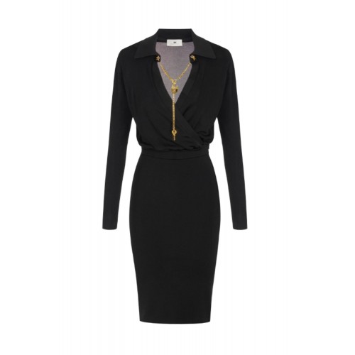 Rochie ELISABETTA FRANCHI, Viscose yarn dress with jewel chain