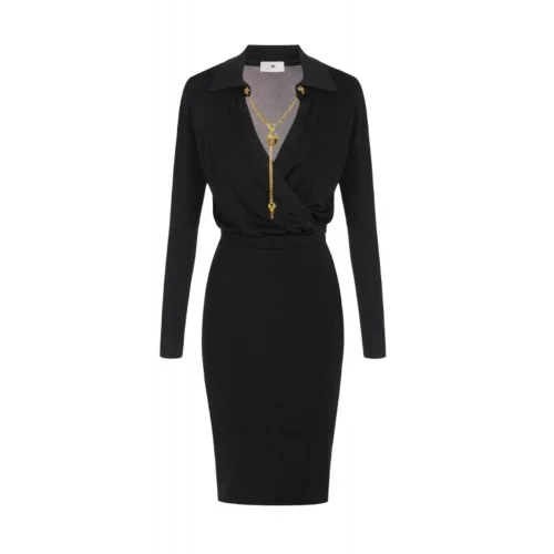Rochie ELISABETTA FRANCHI, Viscose yarn dress with jewel chain