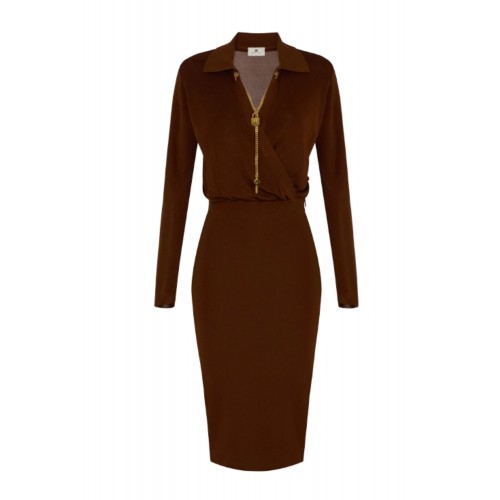 Rochie ELISABETTA FRANCHI, Viscose yarn dress with jewel chain