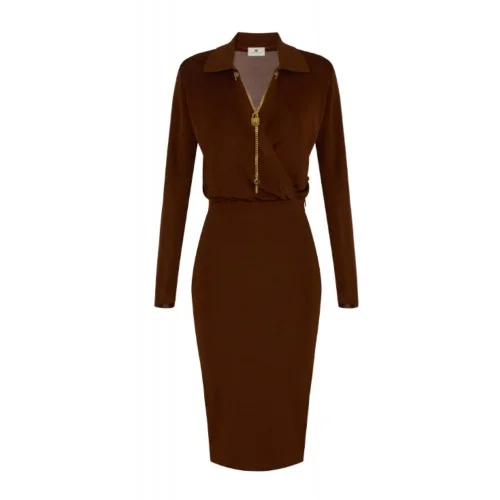 Rochie ELISABETTA FRANCHI, Viscose yarn dress with jewel chain