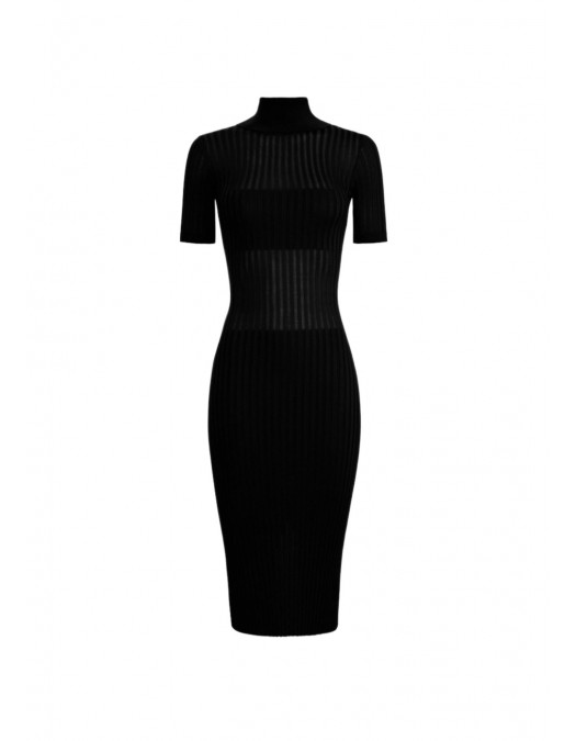 Rochie ELISABETTA FRANCHI, Knit dress with transparency details, Negru - AM22S62E2110
