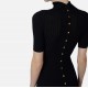 Rochie ELISABETTA FRANCHI, Knit dress with transparency details, Negru - AM22S62E2110