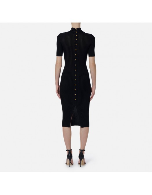 Rochie ELISABETTA FRANCHI, Knit dress with transparency details, Negru - AM22S62E2110